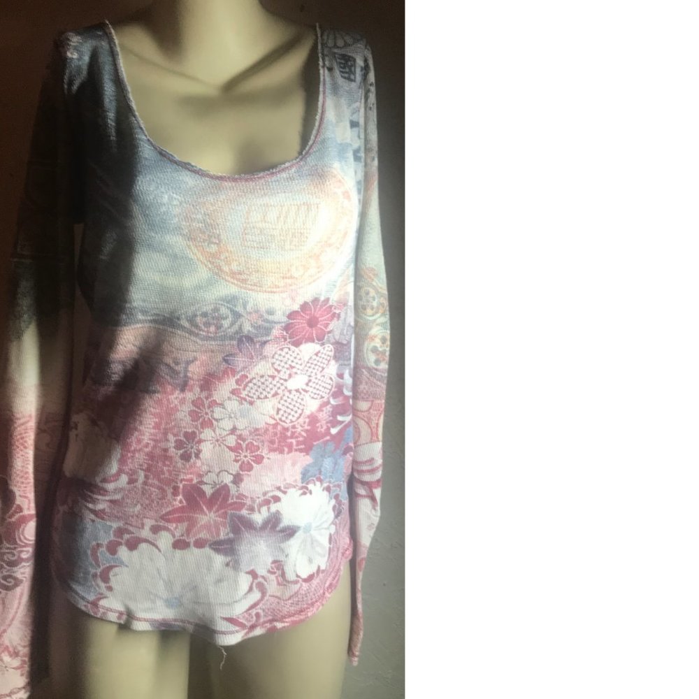 Lucky Tees Floral Knit Top Size L